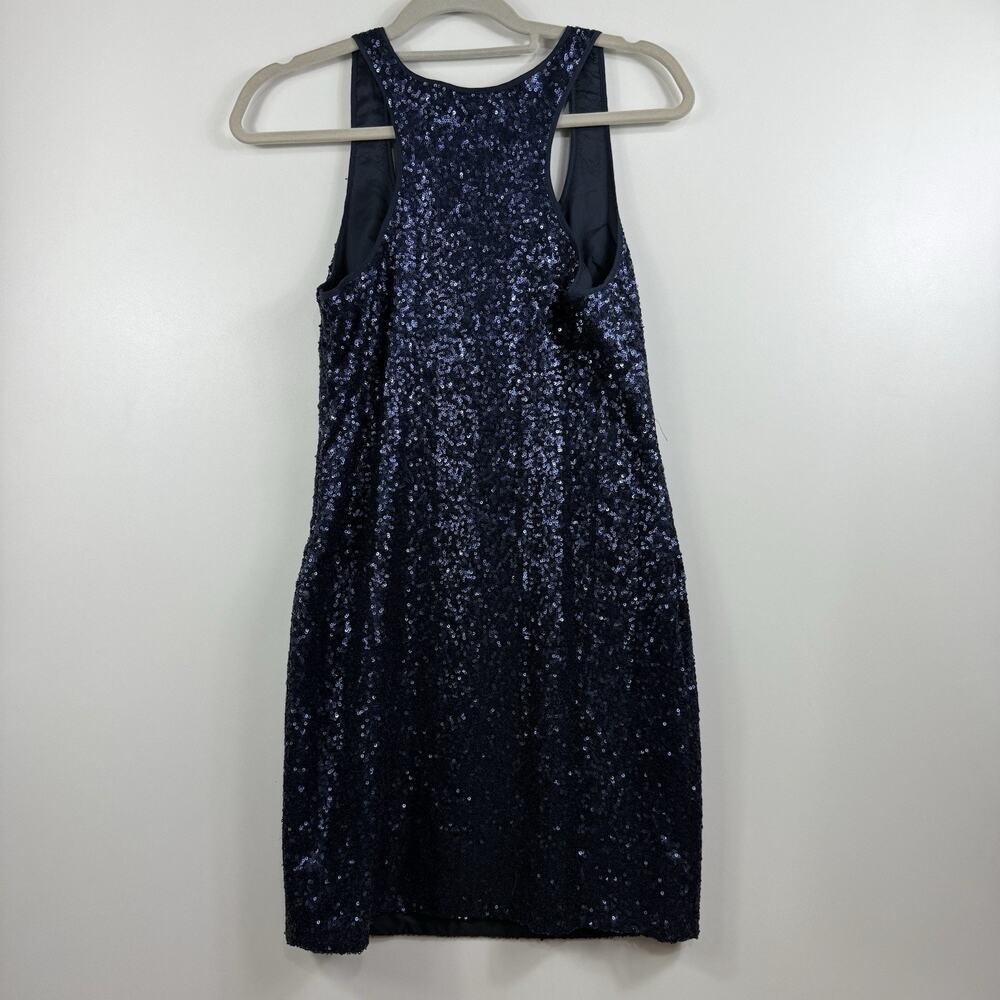 Party Cocktail NWT 2b. Rych Blue Sequin Mini Dress Size 4 Racer Back Scoop Neck - Picture 11 of 12